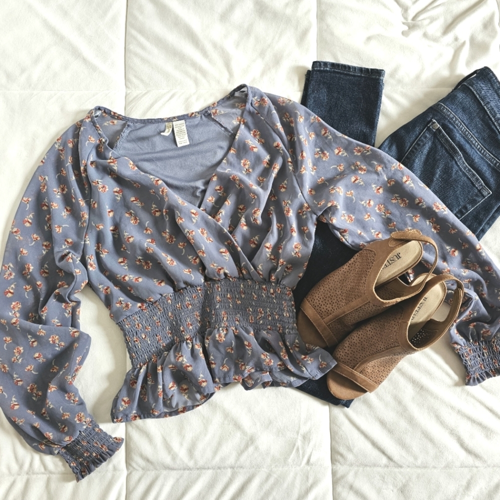 Floral boho long sleeve blousw